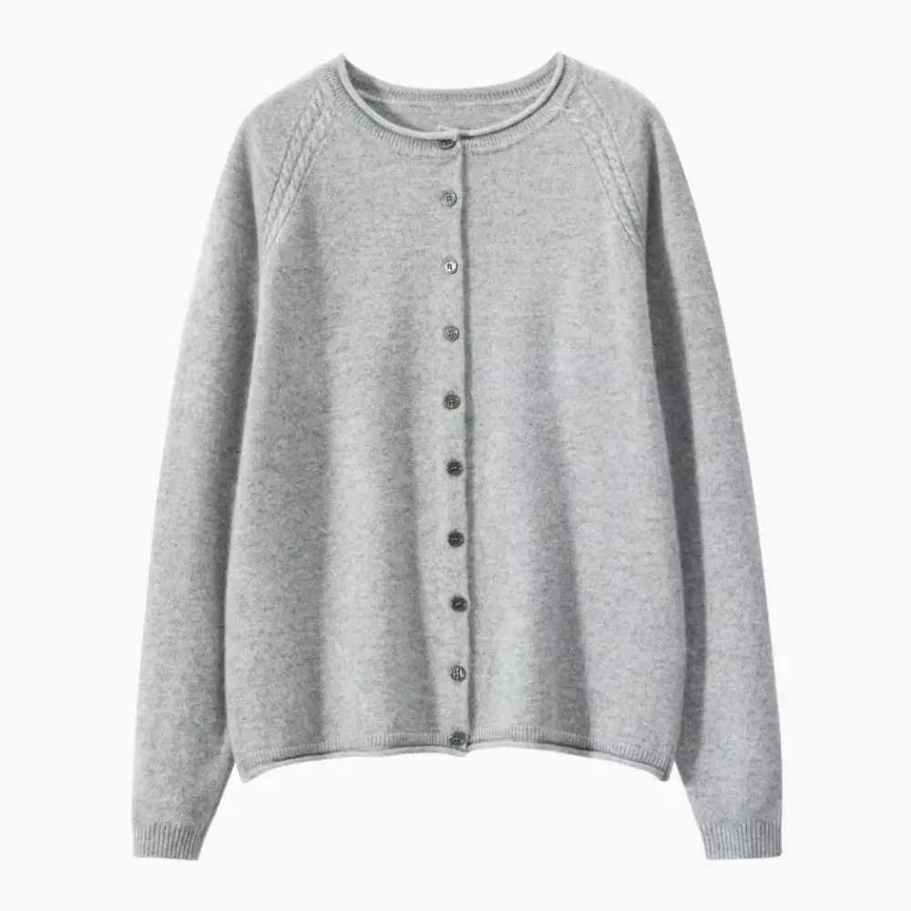Dahlia women's cashmere knit cardigan O-neck long sleeve ultra-soft 100% cashmere everyday warmth