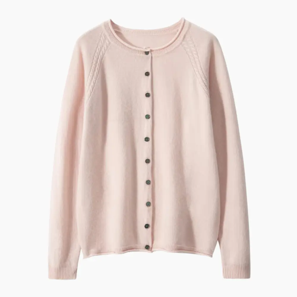 Dahlia women's cashmere knit cardigan O-neck long sleeve ultra-soft luxurious everyday layer