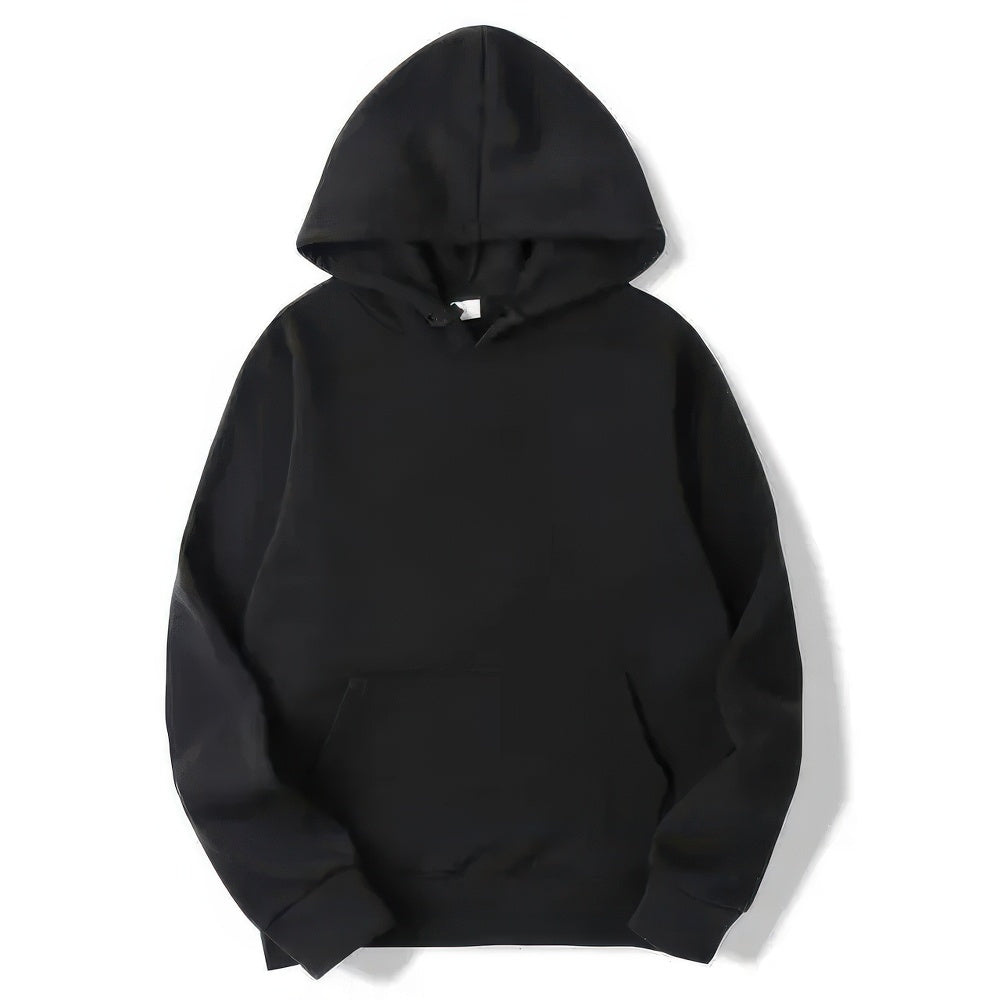 Women's black relaxed-fit hoodie with skin-friendly warm fabric for leisure and sports