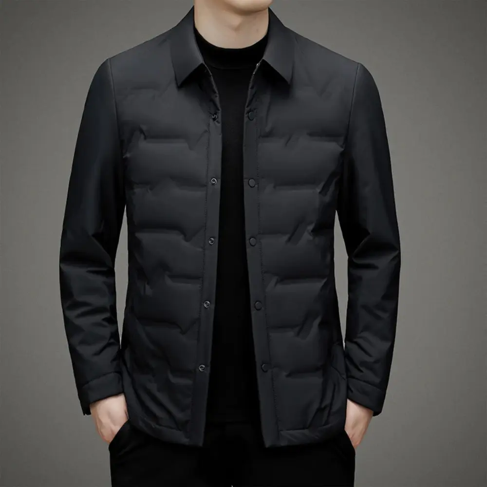 Men's monogram padded jacket lightweight weatherproof iron shield all-season warmth refined outerwear