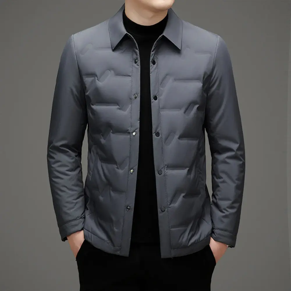 Men's monogram padded jacket lightweight weatherproof insulated outerwear for all-season warmth