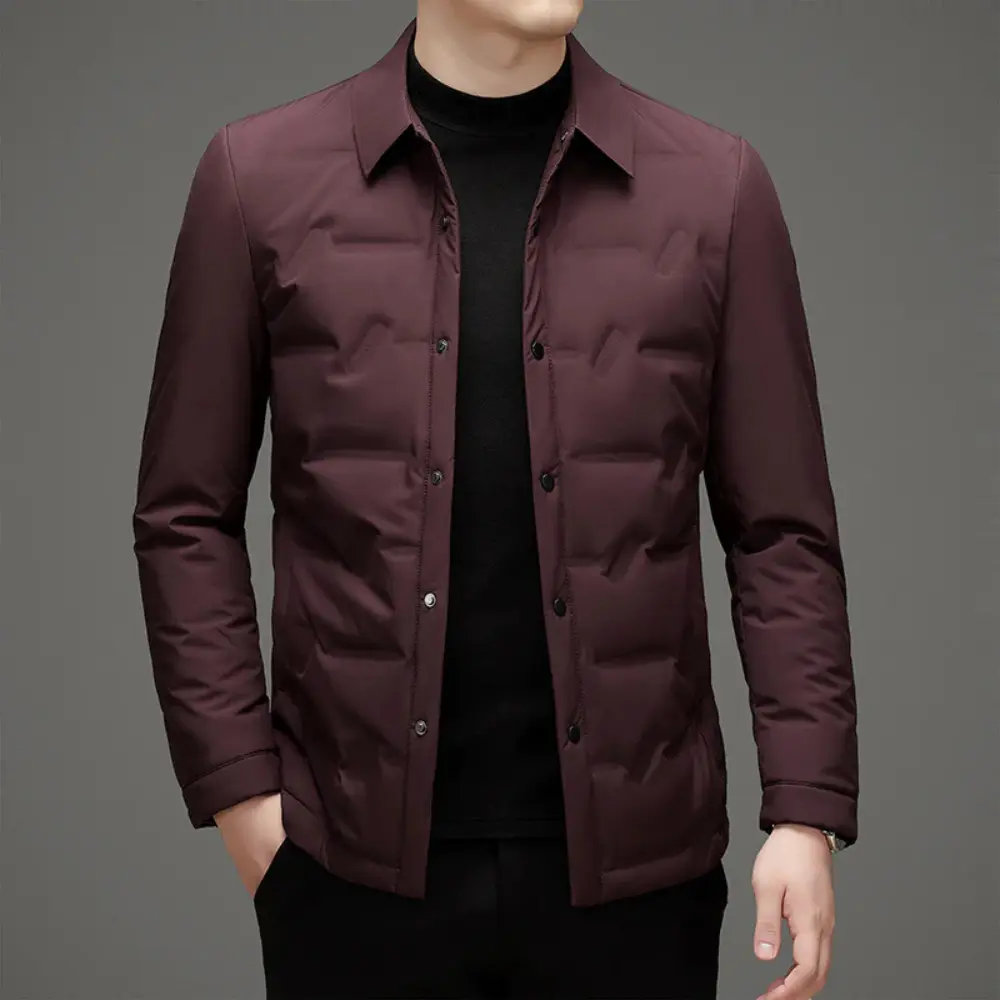 Men's monogram padded jacket lightweight weatherproof iron shield all-season warmth slim fit