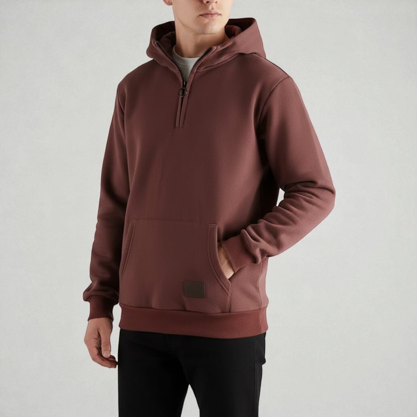 Dario men's cotton hoodie relaxed fit half-zip breathable winter warmth everyday comfort