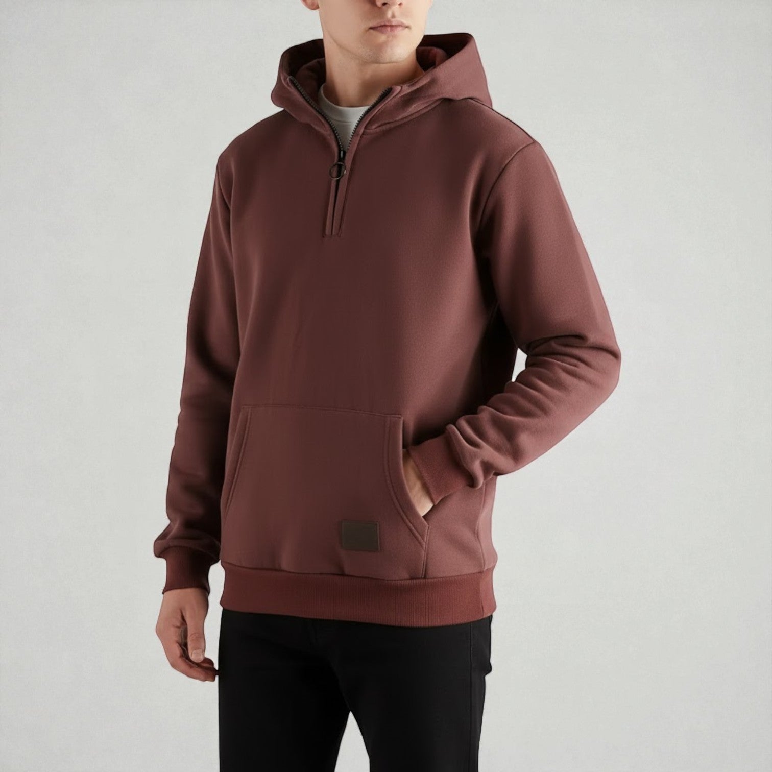 Dario men's cotton hoodie relaxed fit half-zip breathable winter warmth everyday comfort