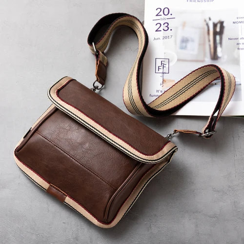 Men's structured striped sling bag with organized compartments, durable casual style for daily use