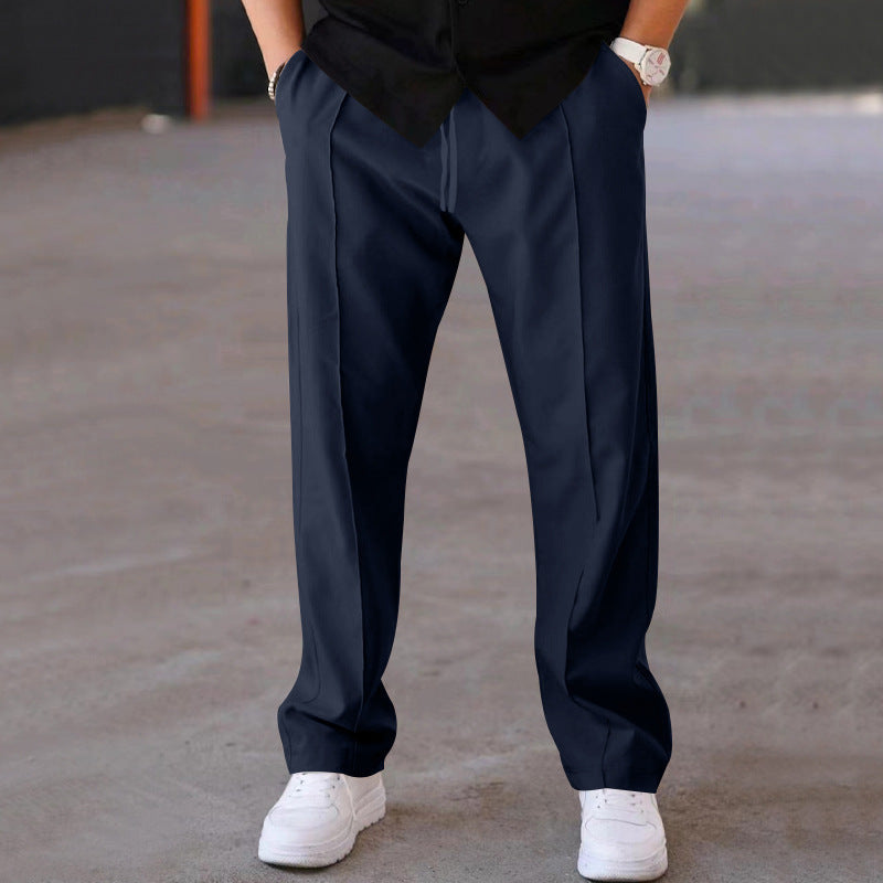 Men's lightweight casual pants relaxed wide-leg fit airy flowing silhouette refined everyday comfort