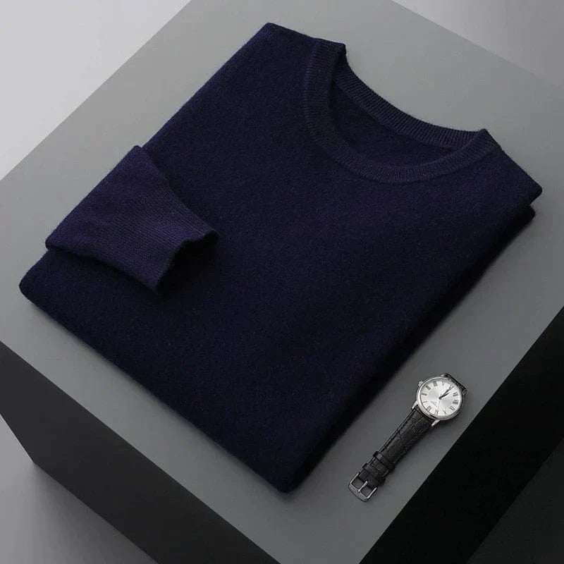 George men's classic navy crew neck soft knit sweater, versatile layering essential for everyday wear