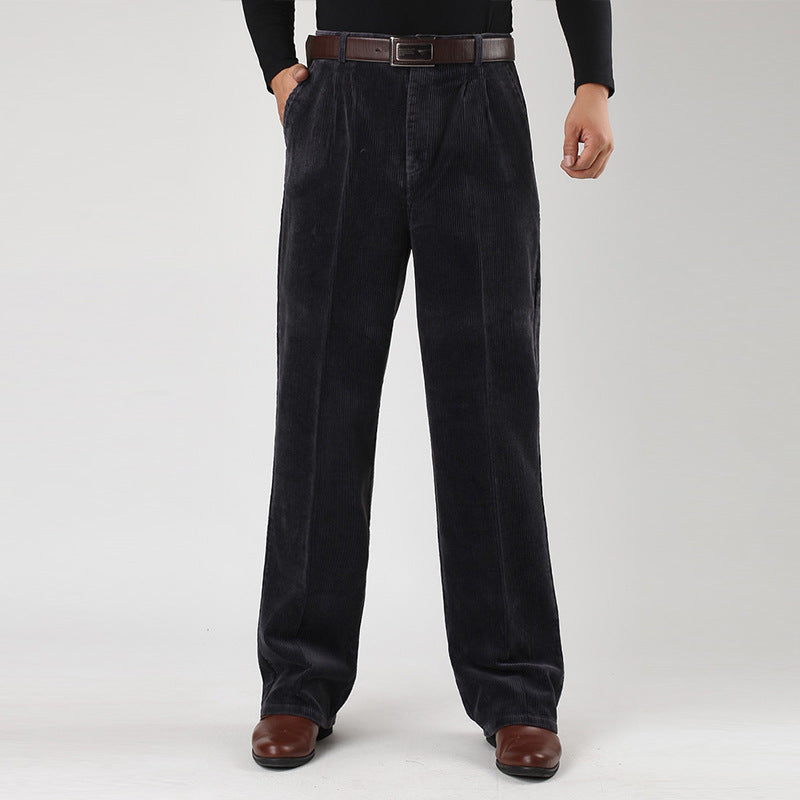 Men's high waist pleated pants elegant casual officewear relaxed fit tailored silhouette