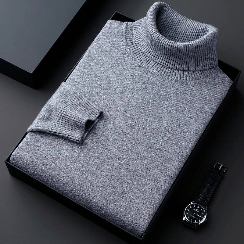 Men's premium turtleneck sweater in versatile knit, sharp slim fit for polished casual winter style