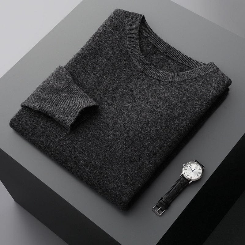 George men's classic crew neck soft knit sweater in neutral tone, relaxed fit for layering
