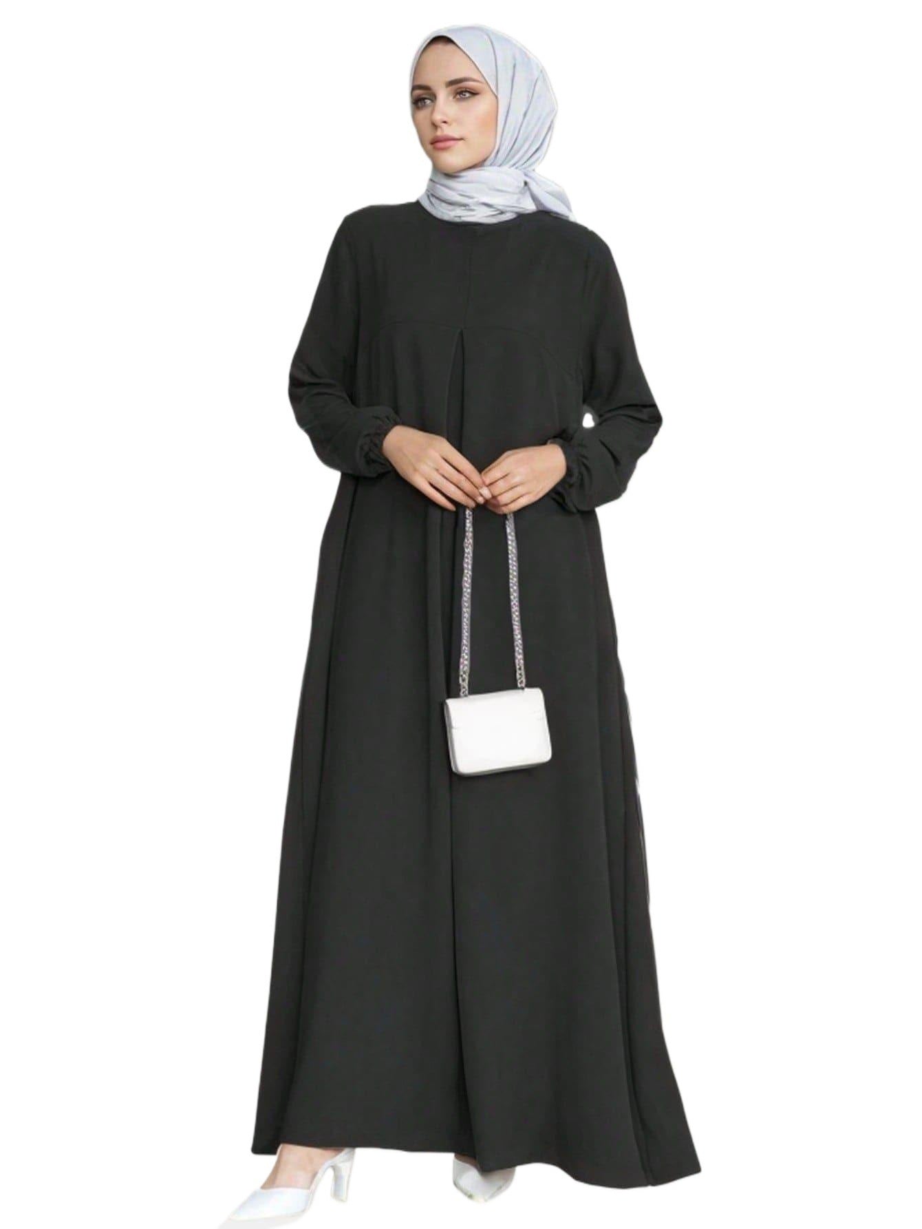 Women's Arabic long sleeve loose dress elegant modest everyday wear with breathable lightweight fabric