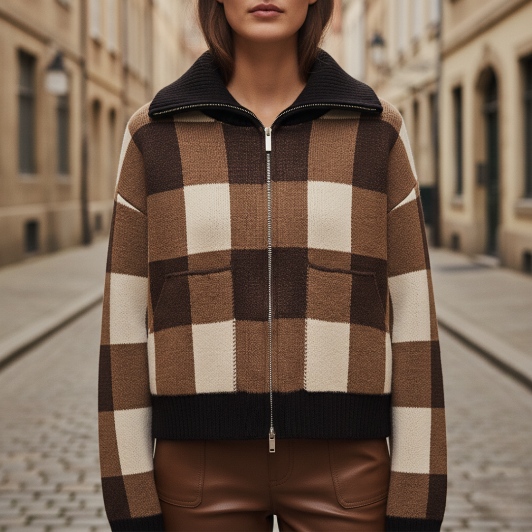Women's lightweight polyester full-zip jacket with high collar, regular fit for casual urban workwear
