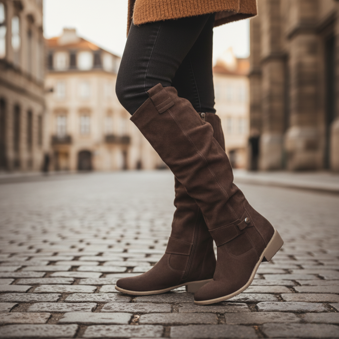 Women's faux leather zip boots in beige black brown, polished everyday style with eco-friendly soft-touch finish