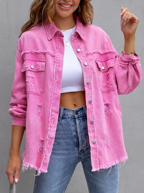 Women's blue denim Casie jacket bohemian relaxed fit with classic silhouette for spring summer
