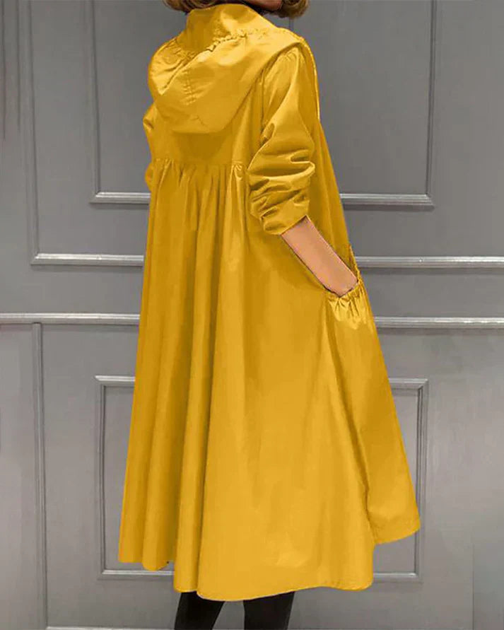 Women's long casual jacket warm elegant coat stylish everyday wear durable easy care cool days