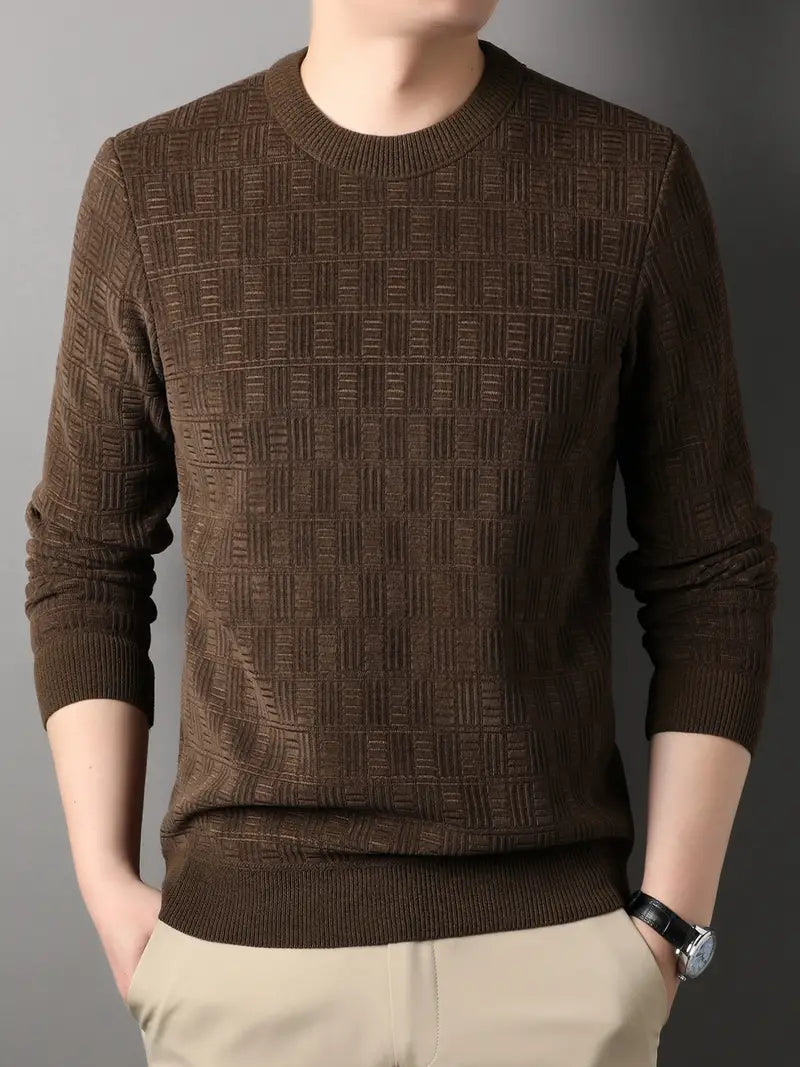 Nayeem men's classic cotton crewneck sweater neutral tone slim fit breathable everyday style