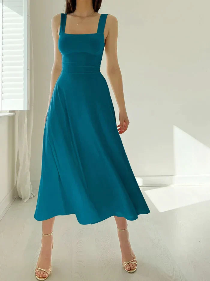 Women's silk-like Polly dress flattering silhouette breathable fabric elegant curve-accentuating fit