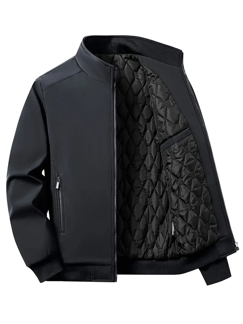 Men's black softshell jacket windproof water-repellent slim fit with sustainable materials