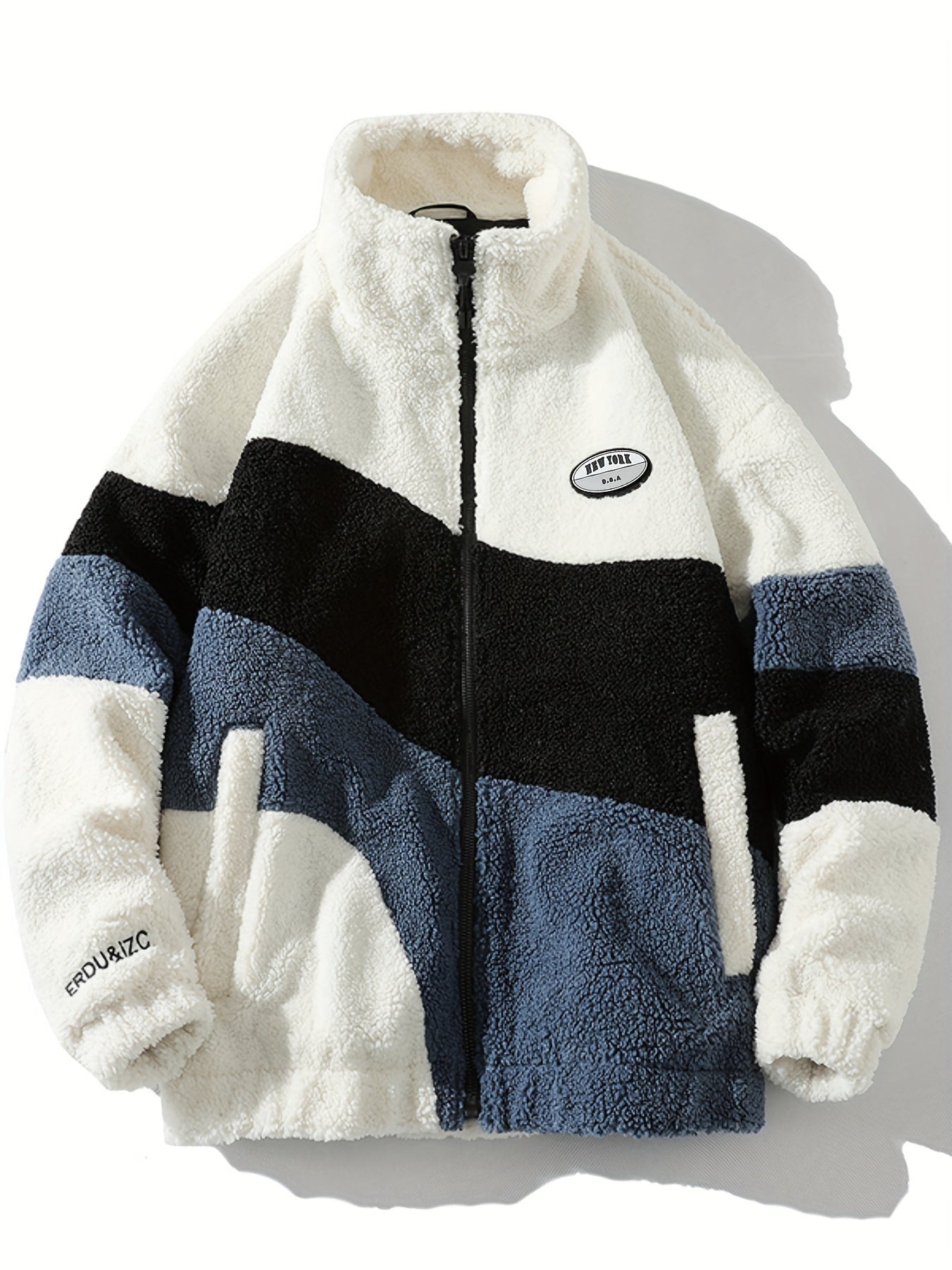 Summit sherpa fleece jacket funnel neck asymmetrical colorblock ultra-soft high-pile outdoor warmth