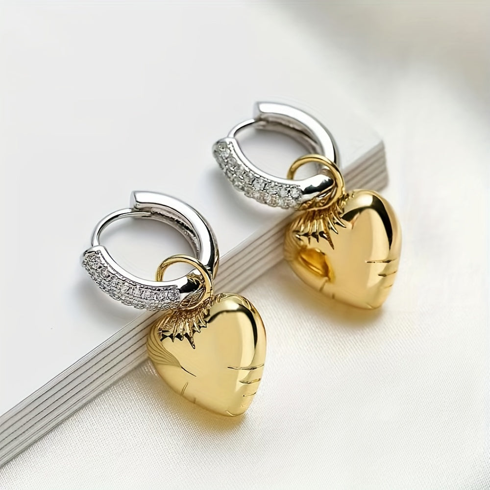 Silver pavé crystal hoop earrings with interchangeable heart and star charms for day-to-night glam