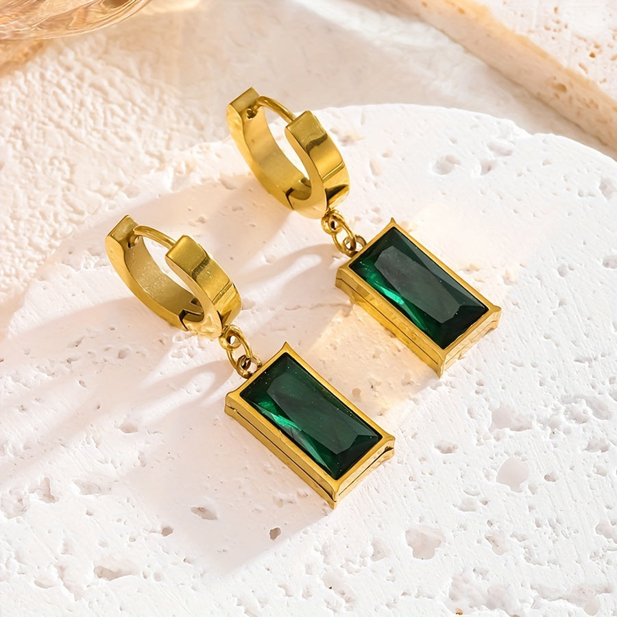 Herrin Luxe gold-tone emerald zircon crystal statement necklace and earrings set for women