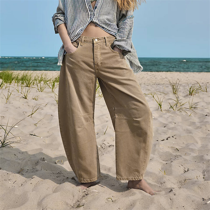 Women's relaxed straight-leg pants versatile everyday wear clean modern silhouette comfortable fit