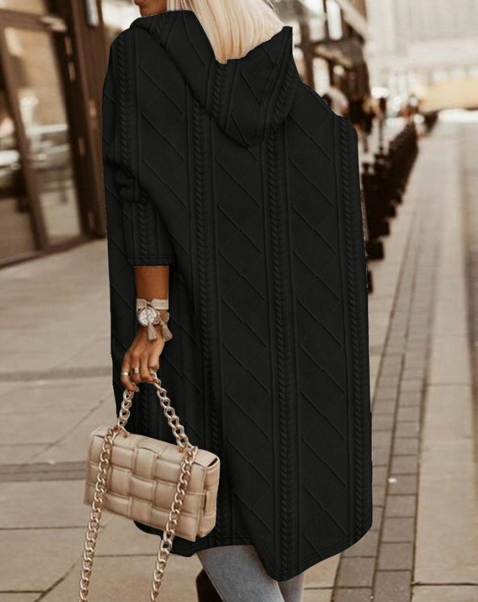 Women's long hooded vest ultra-soft flowing silhouette cozy versatile layering outerwear