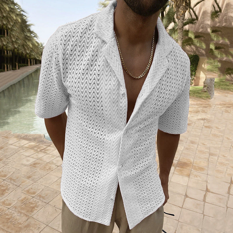 Vintage open collar shirt relaxed fit lightweight breathable fabric casual elegance unisex style