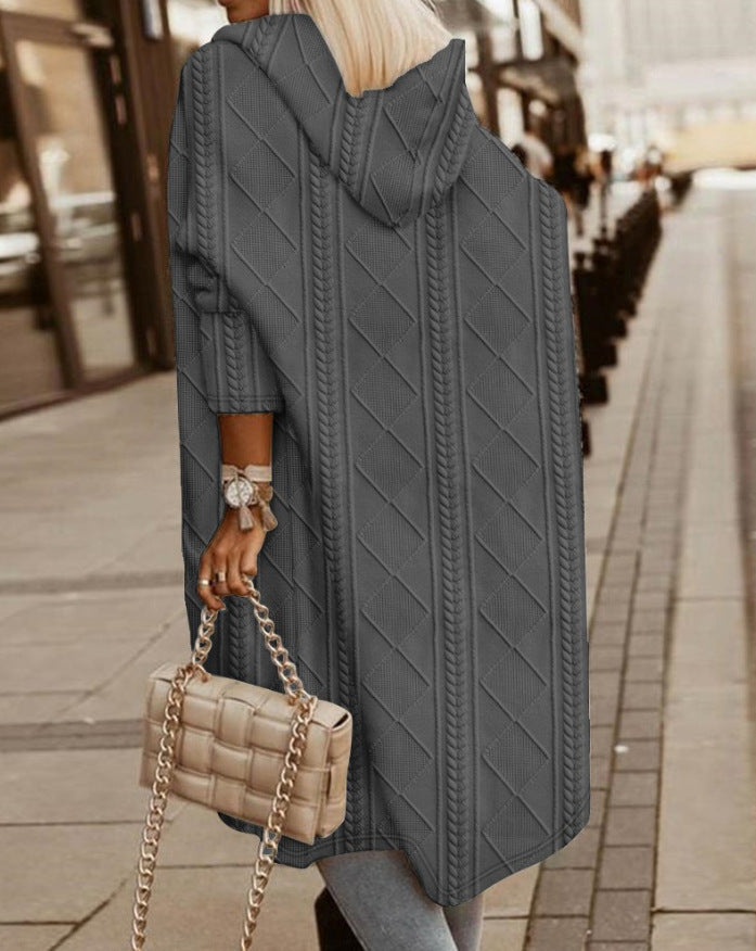 Women's long hooded vest flowing loose cut ultra-soft cozy outerwear versatile layering piece