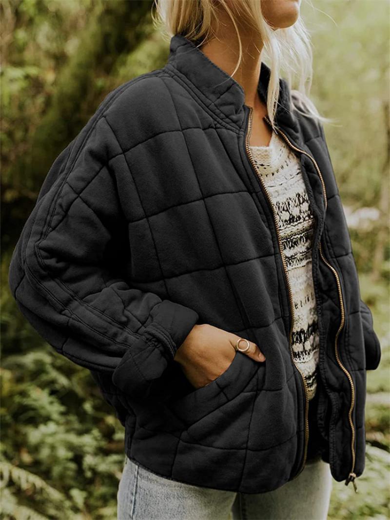 Women's quilted casual jacket loose fit urban style cozy warmth for cool seasons