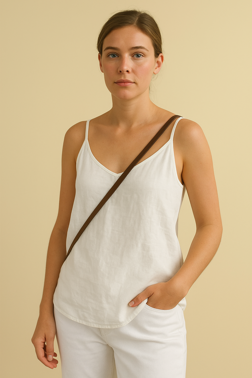Women's linen-style sleeveless summer top V-neck lightweight breathable casual everyday comfort fit
