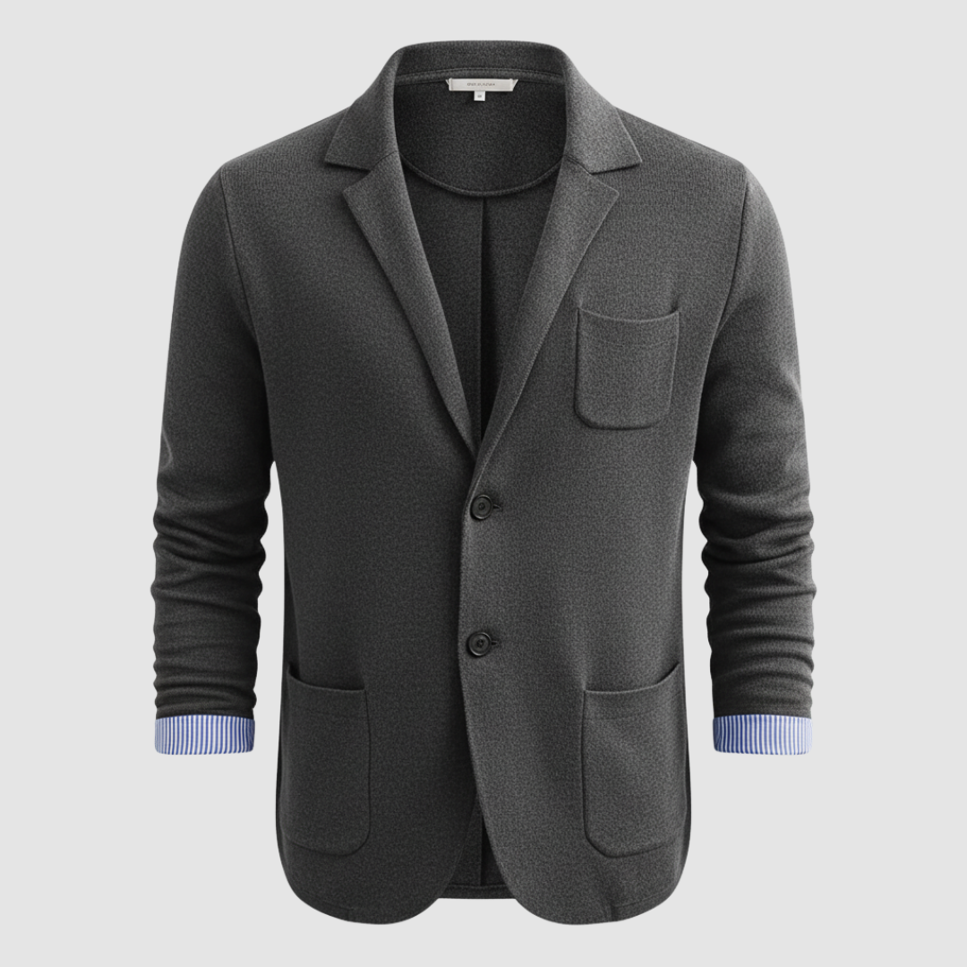 Men's lightweight unstructured knit blazer two-button notch collar smart-casual modern fit