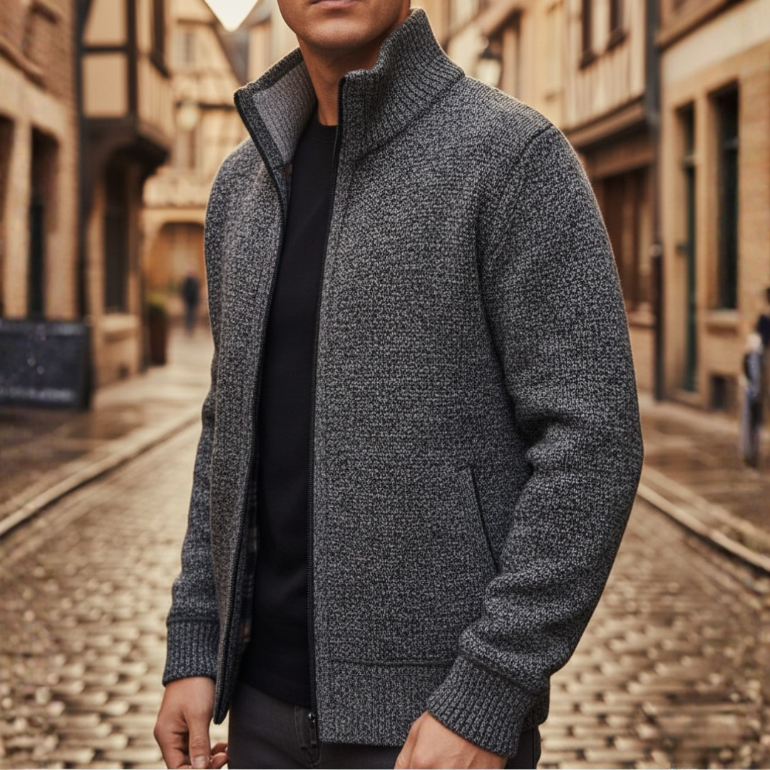 Men's lightweight polyester zip jacket high collar casual fit in beige black blue gray versatile everyday wear