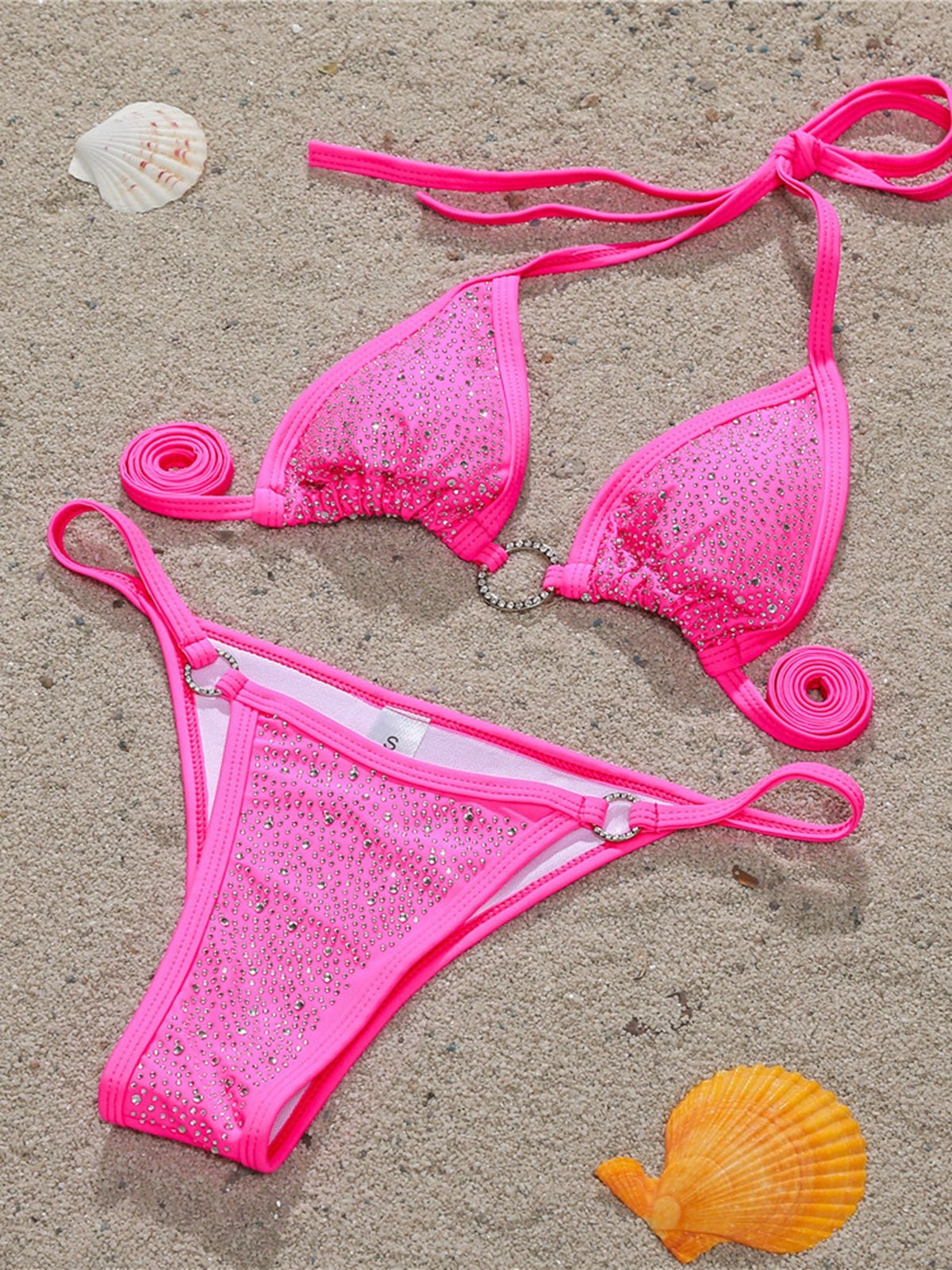 Women's diamond star print bikini set soft stretchy two-piece beachwear with flattering silhouette