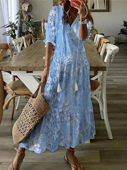 Dianna boho maxi dress flowy tummy coverage flattering fit breezy bohemian silhouette