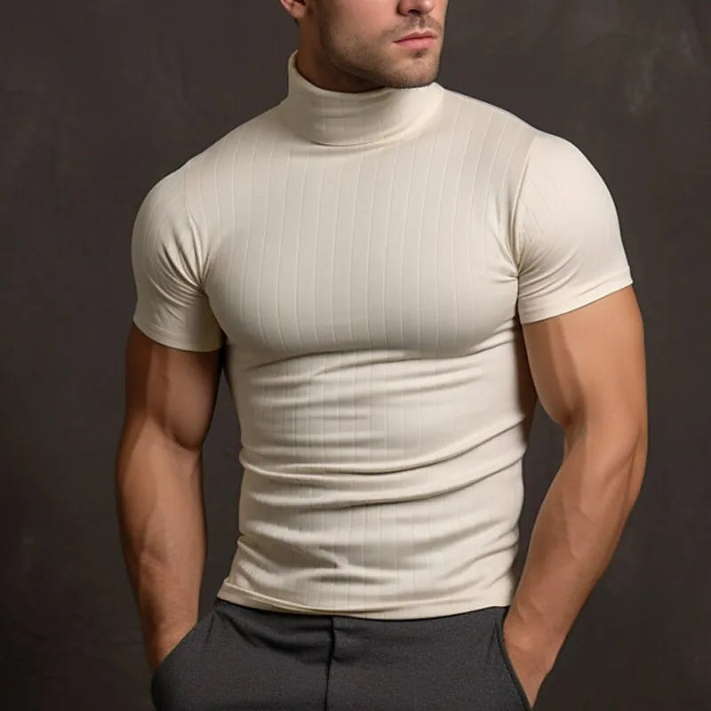 Men's solid turtleneck t-shirt slim fit soft premium fabric elegant smart-casual essential
