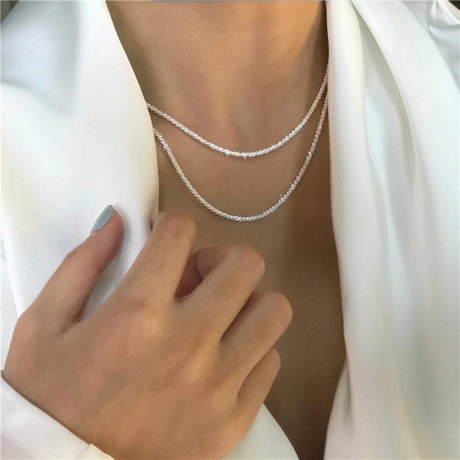 Star light necklace set - silver - Urbann-Vibe