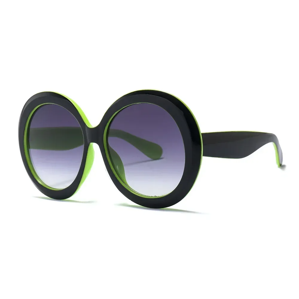 Oversized round sunglasses color block frame UV400 bold fashion statement eyewear