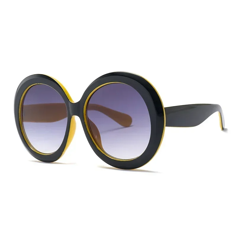 Oversized round sunglasses color-block frame UV400 bold fashion statement eyewear