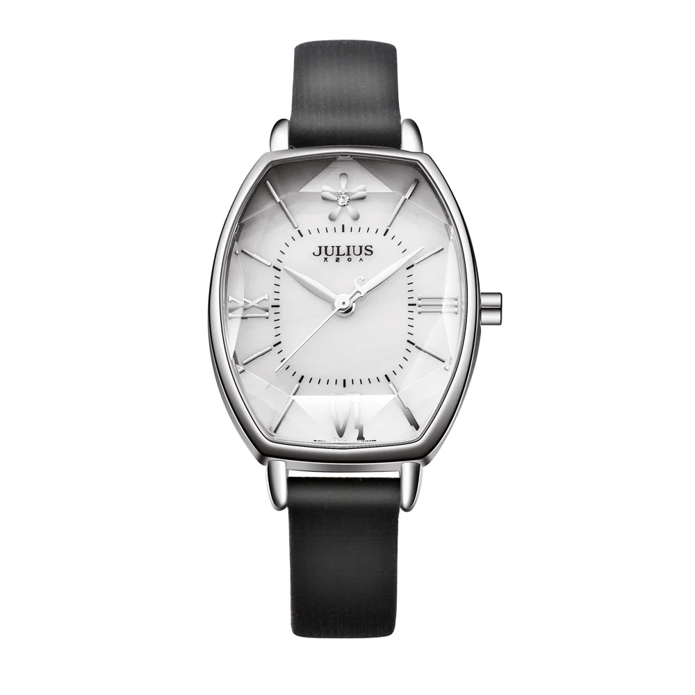 Women's luxury watch pearl moonlit dial diamond-cut glass elegant silver timepiece shimmering finish