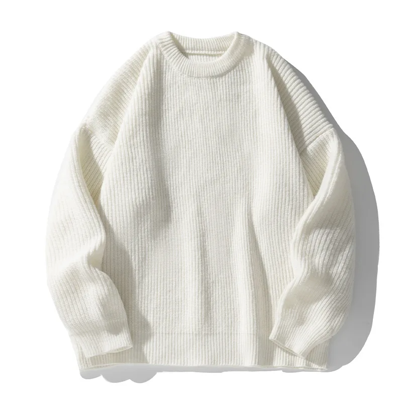 Oversized ribbed knit pullover wool blend unisex sweater with dropped shoulders relaxed fit
