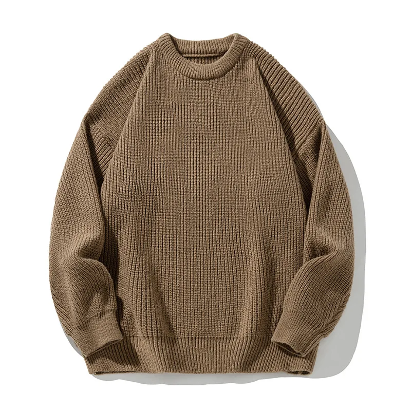 Oversized ribbed knit pullover wool blend unisex sweater with dropped shoulders in relaxed fit