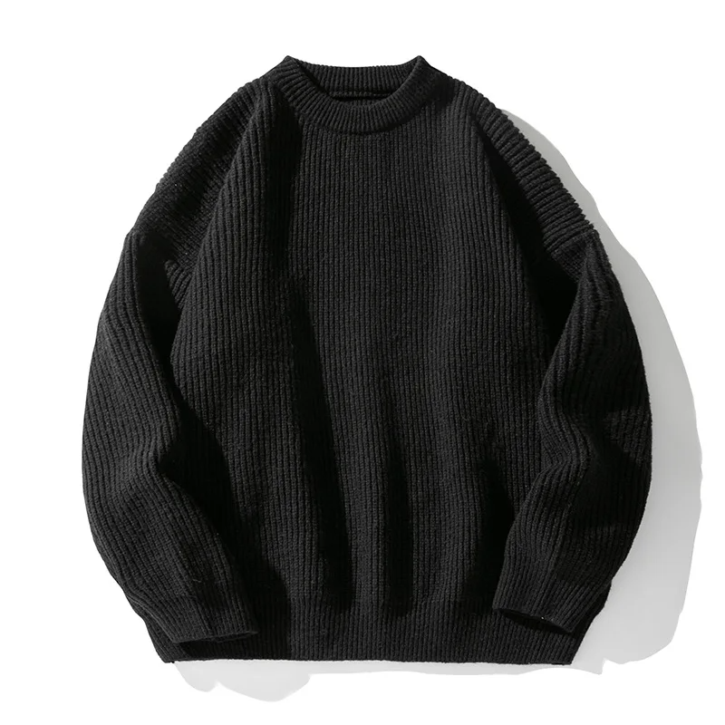 Oversized ribbed knit pullover wool blend unisex sweater with dropped shoulders in relaxed fit