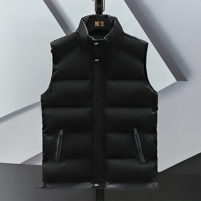Black alpine puffer vest ultra-lightweight insulated sleeveless layering piece for outdoor adventures