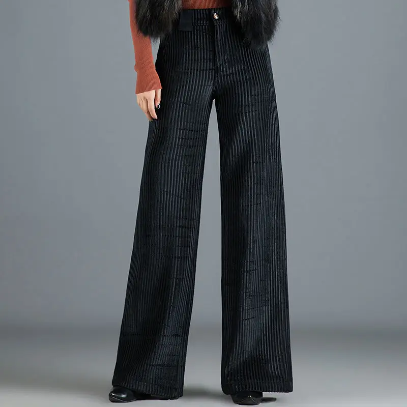 Valentina high-waisted wide-leg corduroy trousers beige tailored pleated silhouette modern women