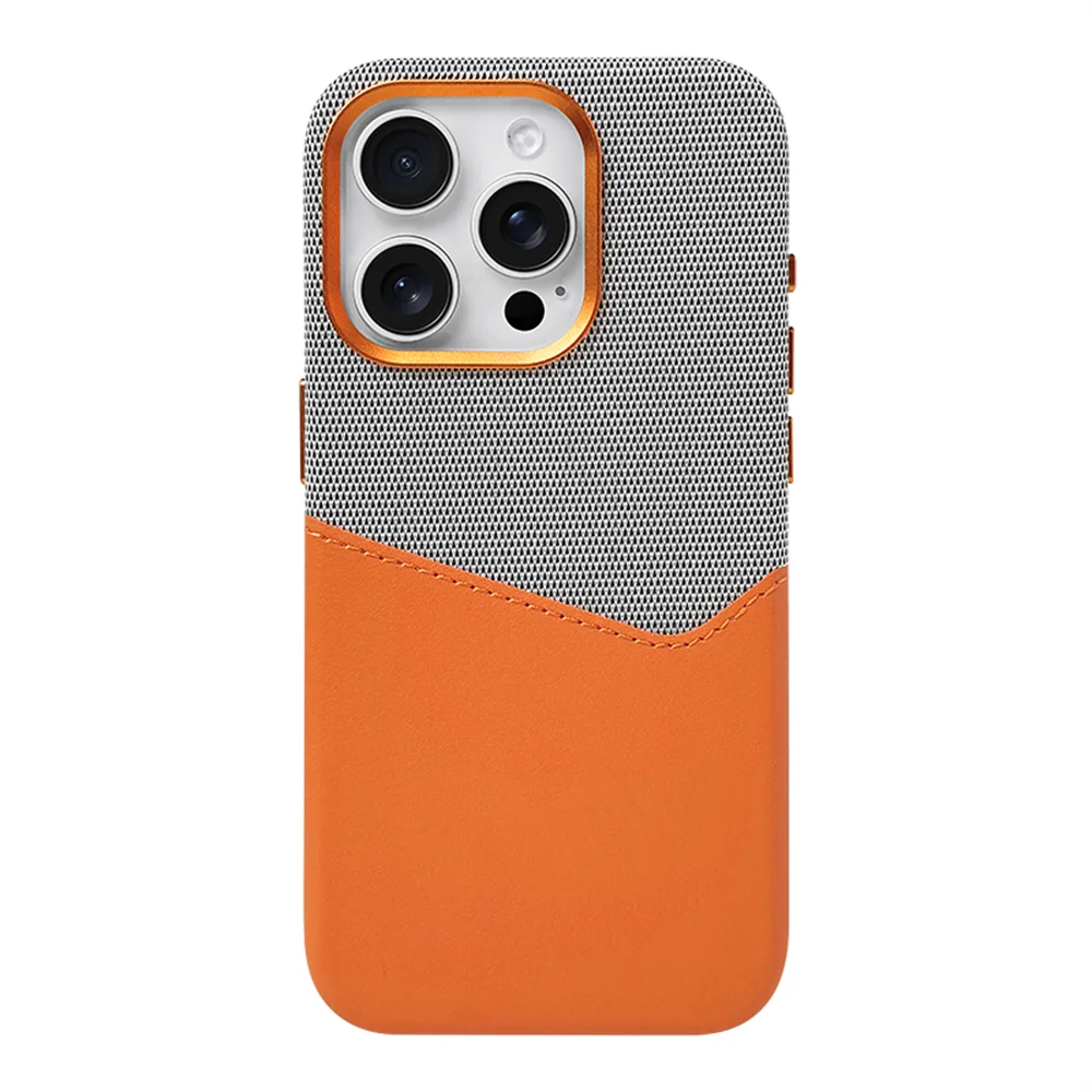 Vault MagSafe iPhone leather case color-blocked design with built-in cardholder, drop-tested protection