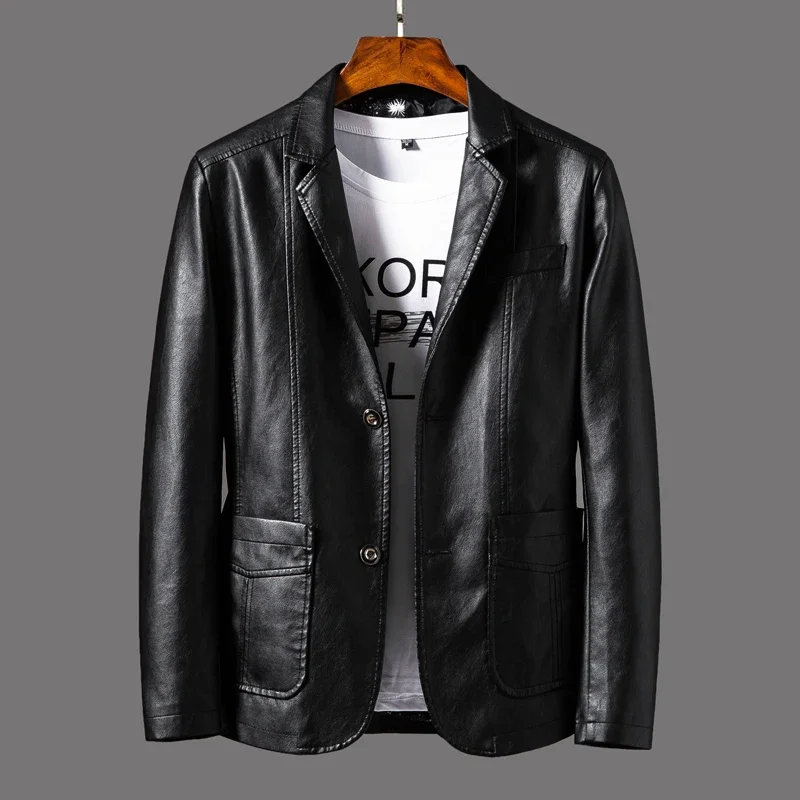 Women's slim-cut matte faux leather blazer structured tailored silhouette polished effortless style