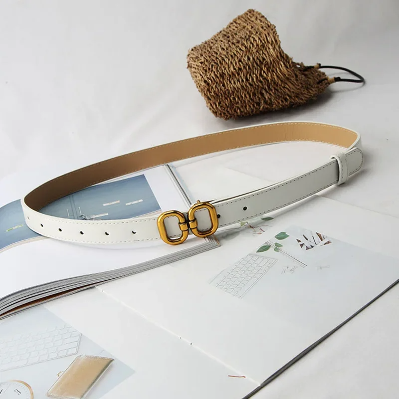 Black unisex vegan leather belt with double brass buckle minimalist adjustable luxury design
