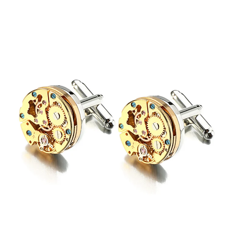 Tourbillon precision cufflinks silver mechanical gear design tarnish-resistant stainless steel formal executive