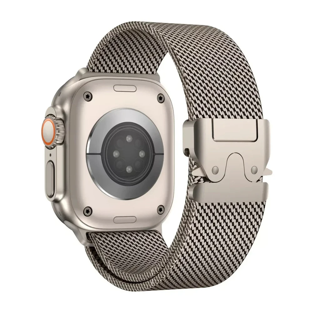 Vector Apple Watch stainless steel mesh band tactical military buckle scratch-resistant tarnish-proof